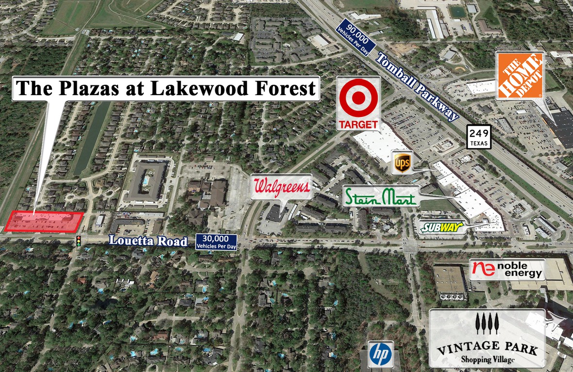 Aerial image of The Plazas at Lakewood Forest