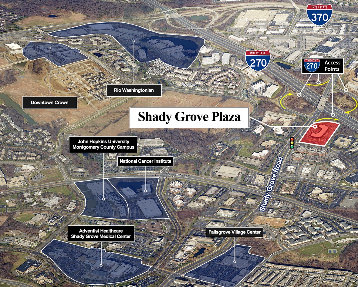 Aerial image of Shady Grove Plaza location