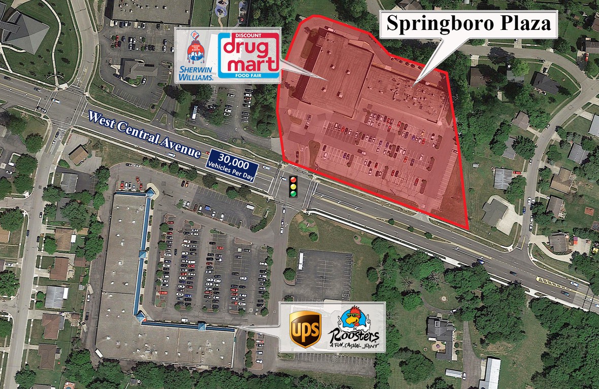 Aerial image of Springboro Plaza