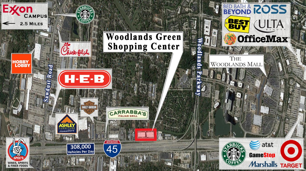 Aerial image of Woodlands Green Shopping Center